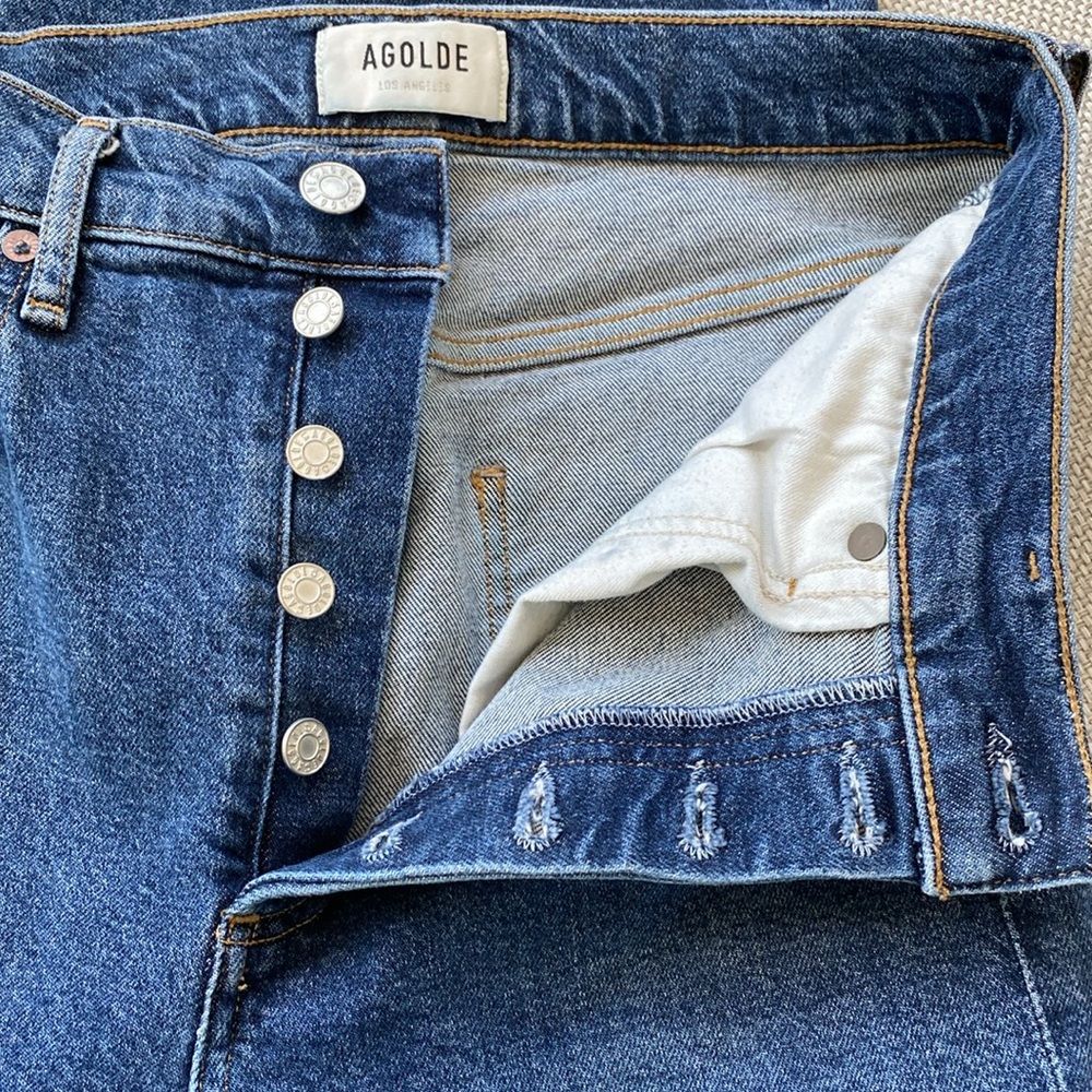 AGOLDE Riley High Rise Button Fly Distressed Jeans - Picture 10 of 13